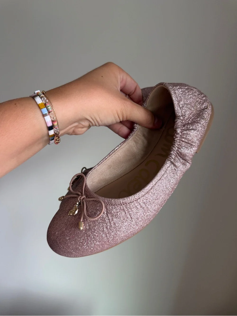 Sam Edelman Kids Glitter Ballet Flats in Dusty Pink